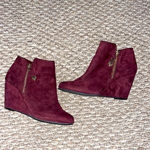 BCBG Paris Burgundy Ankle Boots